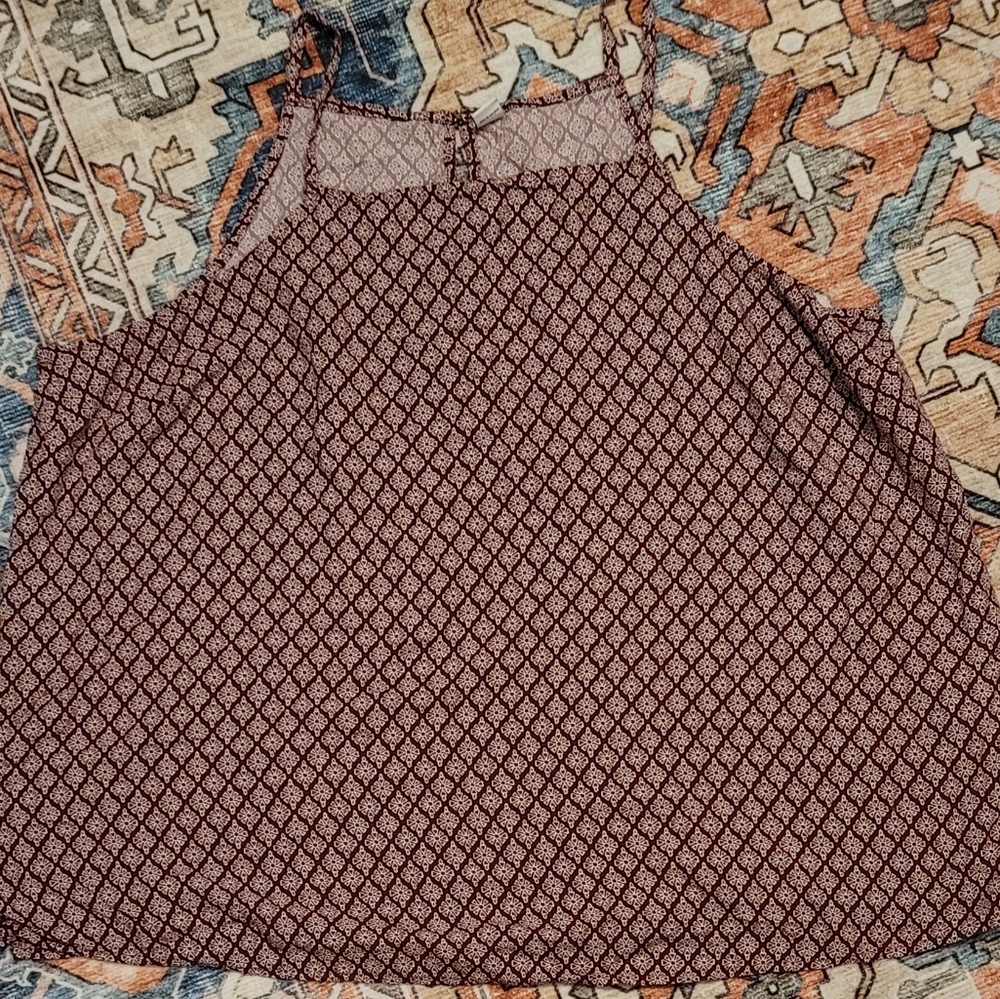 Old Navy XXL Burgundy Geometric Print Blouse Plus Size